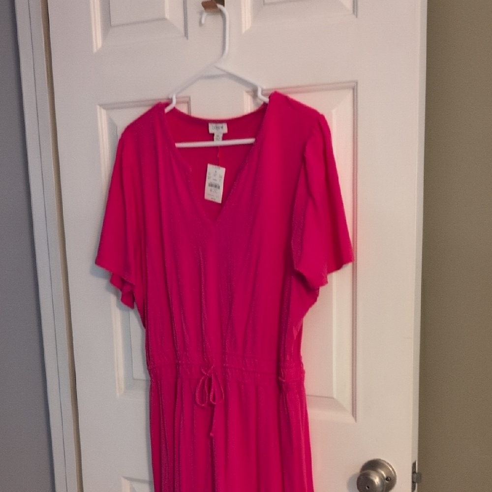 J. Crew Hot Pink V-Neck Dress